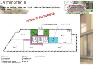 Zoom sur la halle : espace de travail collaboratif et transdisciplinaire
Le 1er étage
 