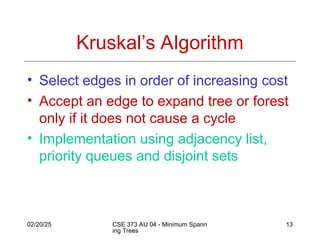 Minimum cost spanning tree for design and analysis | PPT