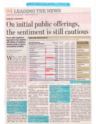 Mint May 26 2009_On intial public offerings the sentiment is still cautious