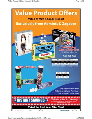 Value Product Offers - Admints & Zagabor                 Page 1 of 1




http://www.sendoffers.com/ads/admints/2011-10-17-e.php   10/17/2011
 