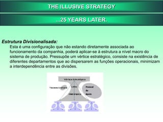 THE ILLUSIVE STRATEGY...25 YEARS LATER.A partir de suas publicações  Carreira em 3 fases distintasFase regular – Os elementos da política de análiseEm 1968 – Esboço para o livro “A teoria da Política de Gerenciamento”  ao escrever os capítulos os mesmos eram encadernados e distribuídos no curso de MBA