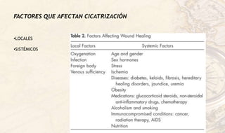 FACTORES QUE AFECTAN CICATRIZACIÓN
•LOCALES
•SISTÉMICOS
 