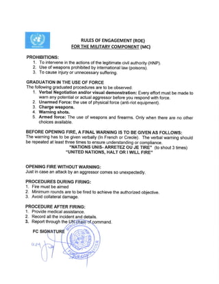 MINUSTAH Rules of Engagement