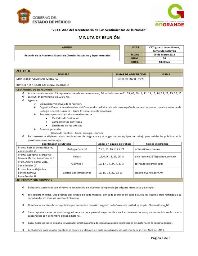 formatos de minutas de reunion