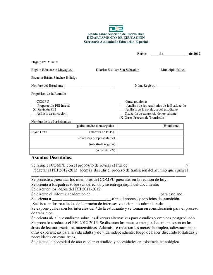 ejemplos de minutas de reuniones