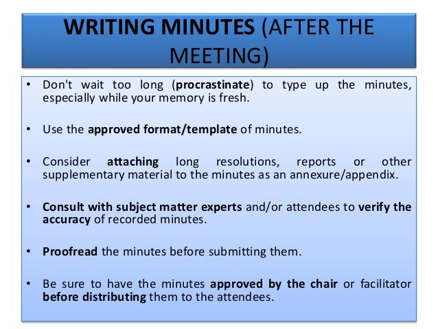 how to type up minutes from a meeting template