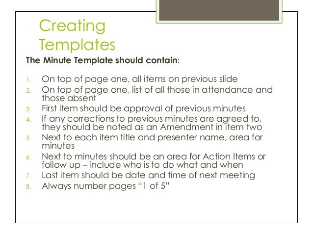 how to type up minutes from a meeting template