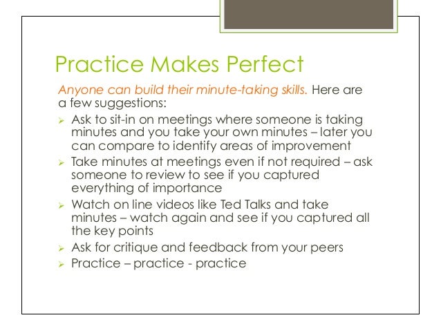 taking minutes at a meeting