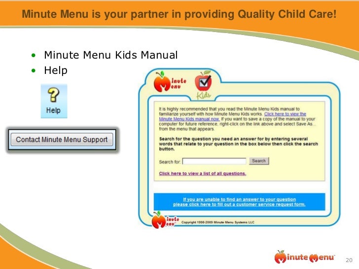 Minute menu kids pro and quality child care