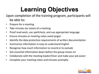 Minutes of Meetings (what you can expect!) | PPT