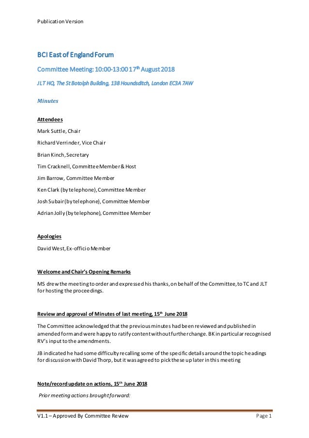 minutes of bci east of england forum committee meeting ms to minutes