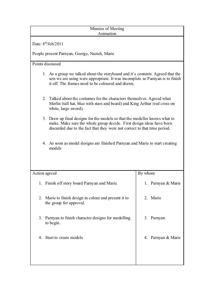Minutes Discussions And Meetings Help Sheet 1