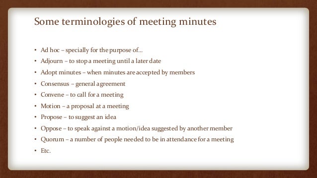 minutes of meeting