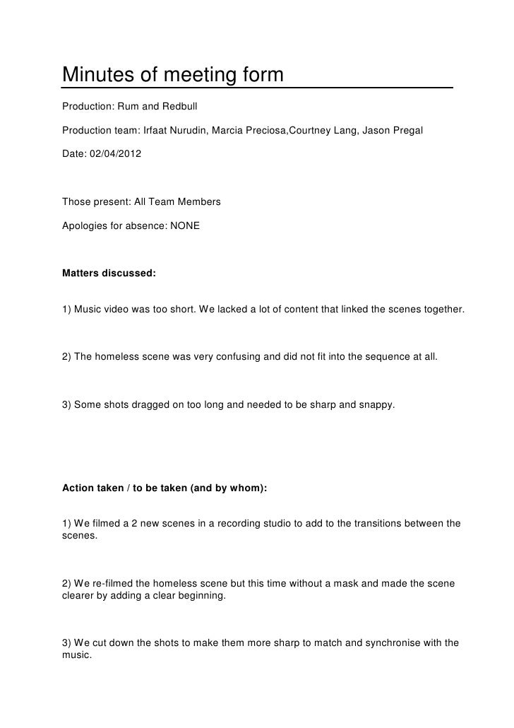 minutes of meeting form