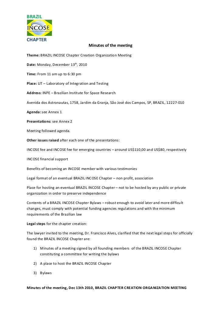 minutes of the incose brazil dec 13 2010 meeting how to address a letter to brazil