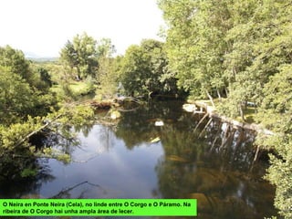 O Neira en Ponte Neira (Cela), no linde entre O Corgo e O Páramo. Na
ribeira de O Corgo hai unha ampla área de lecer.
 