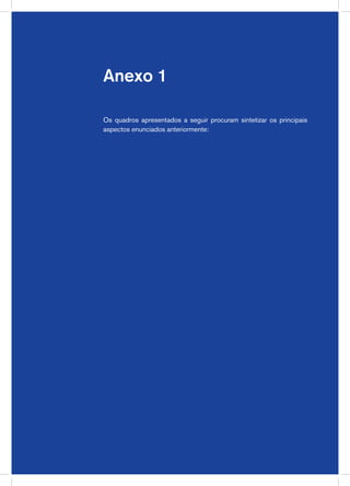 Anexo 1
Os quadros apresentados a seguir procuram sintetizar os principais
aspectos enunciados anteriormente:
47
 