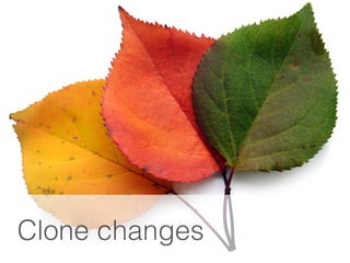 Clones and bugs
Tracking Entities
Late Propagation
Clone changes
 