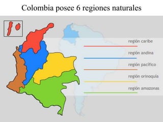 Colombia posee 6 regiones naturales
 