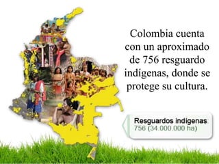 Colombia cuenta
con un aproximado
de 756 resguardo
indígenas, donde se
protege su cultura.
 