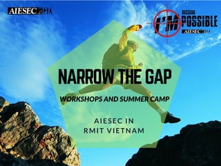 NARROWTHEGAP
WORKSHOPS AND SUMMER CAMP
AIESEC IN
RMIT VIETNAM
 