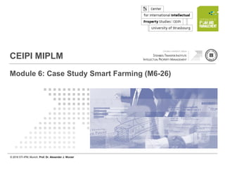 © 2018 STI-IPM, Munich, Prof. Dr. Alexander J. Wurzer
Page 1 of 14
© 2018 STI-IPM, Munich, Prof. Dr. Alexander J. Wurzer
CEIPI MIPLM
Module 6: Case Study Smart Farming (M6-26)
 