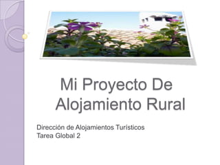 Mi Proyecto De
Alojamiento Rural
Dirección de Alojamientos Turísticos
Tarea Global 2
 