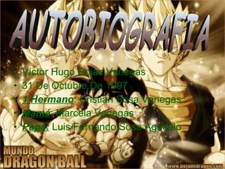 Víctor Hugo Rojas Vanegas 31 De Octubre De 1997 1 Hermano : Cristian Sosa Vanegas Mamá : Marcela Vanegas Papá:  Luis Fernando Sosa Agudelo AUTOBIOGRAFIA 