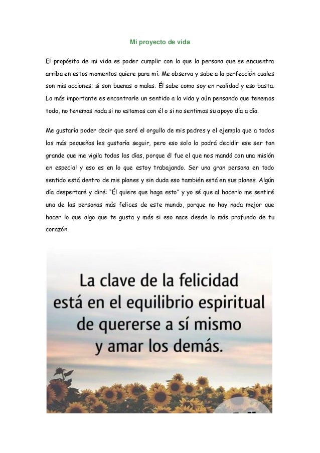 Proyecto de Vida Ejemplo de Mi Proyecto de Vida.