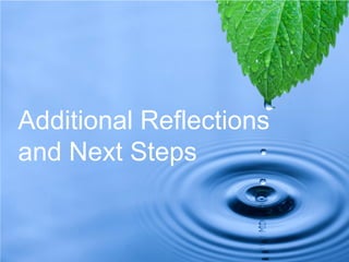 Additional Reflections
and Next Steps
 