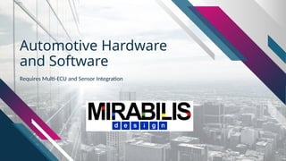 Automotive Hardware
and Software
Requires Multi-ECU and Sensor Integration
 