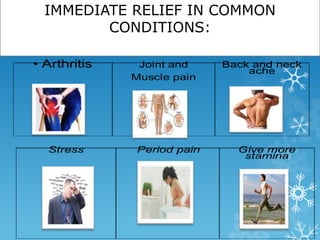 IMMEDIATE RELIEF IN COMMON 
CONDITIONS: 
 