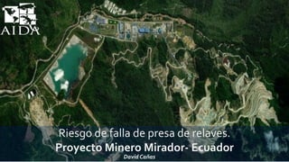DavidCañas
Riesgo de falla de presa de relaves.
Proyecto Minero Mirador- Ecuador
 