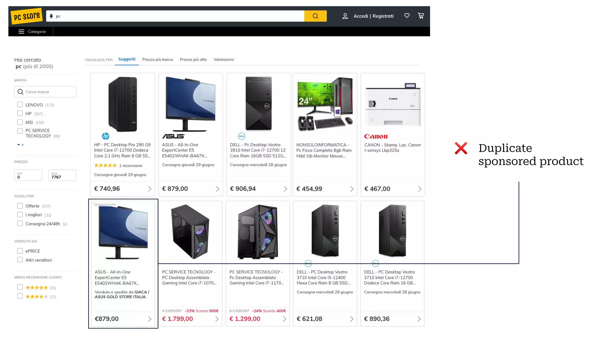 PC Store
❌ Duplicate
sponsored product
 