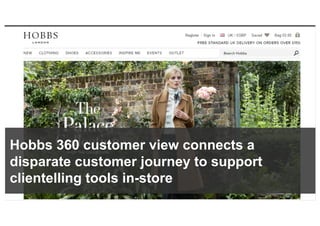 © 2016 Forrester Research, Inc. Reproduction Prohibited 12
Hobbs 360 customer view connects a
disparate customer journey to support
clientelling tools in-store
 