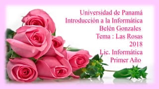 Universidad de Panamá
Introducción a la Informática
Belén Gonzales
Tema : Las Rosas
2018
Lic. Informática
Primer Año
 