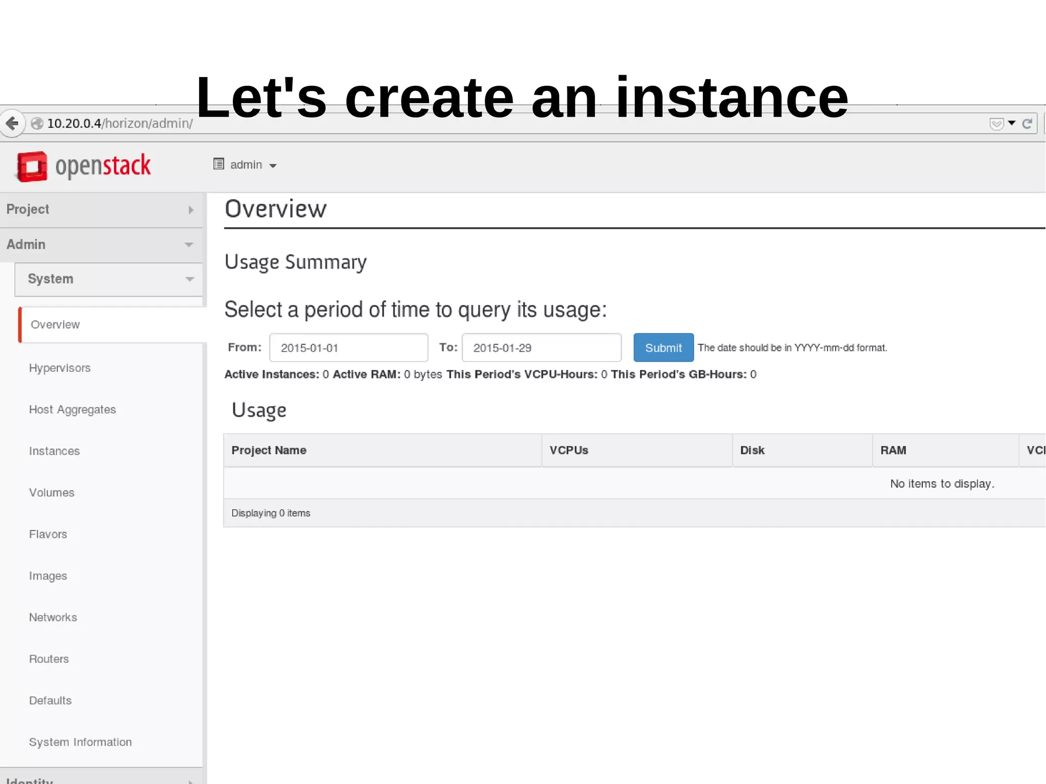 Let's create an instance