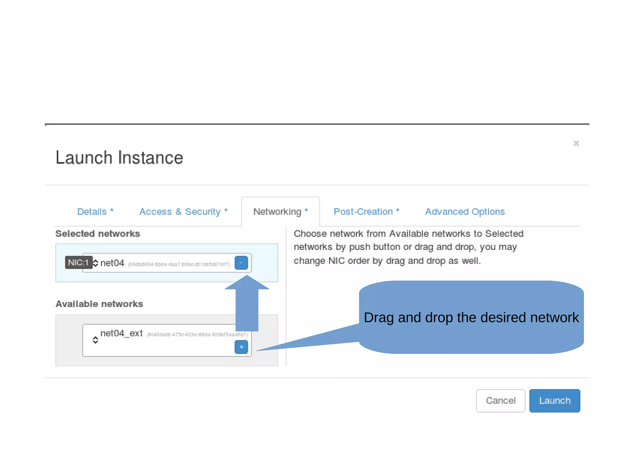 Drag and drop the desired network