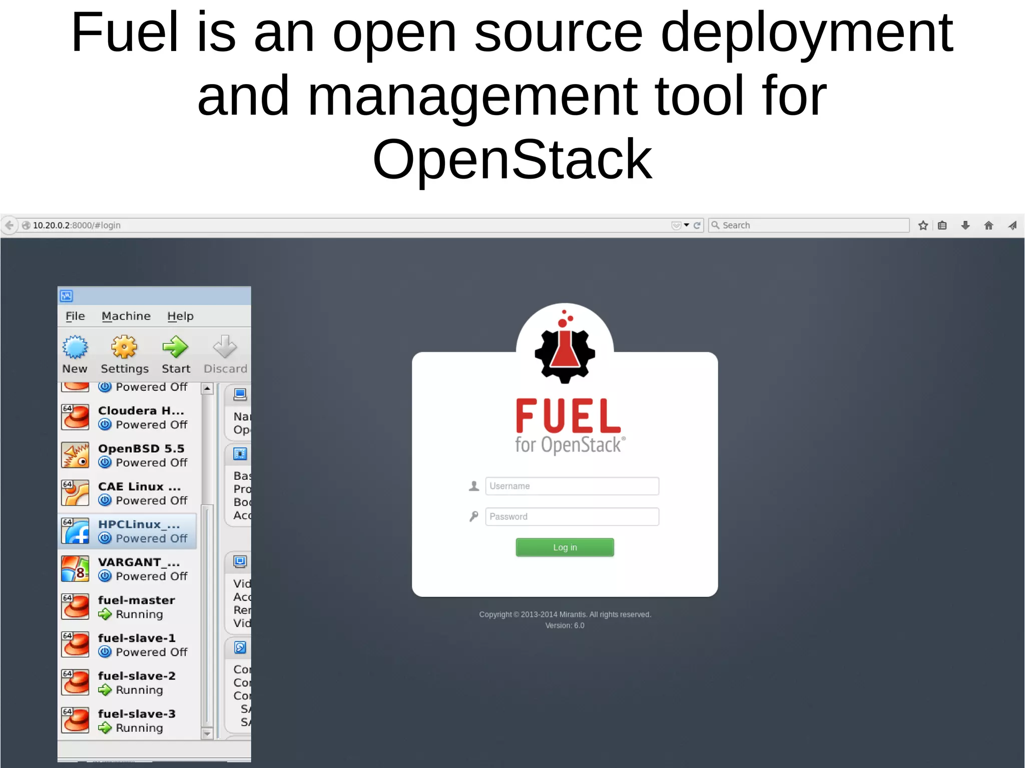 Fuel is an open source deployment
and management tool for
OpenStack