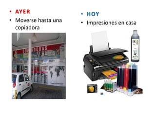 • AYER
• Moverse hasta una
copiadora
• HOY
• Impresiones en casa
 