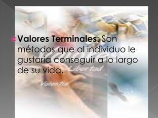 Valores Terminales: Son métodos que al individuo le gustaría conseguir a lo largo de su vida. 