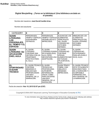 Rúbrica de evaluación del guion literario y del guion técnico en una narración digital