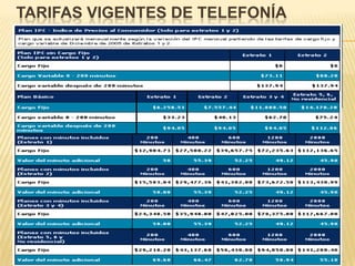 TARIFAS DE TELEFONÍA LOCAL	En Colombia, cada operador fija sus tarifas dependiendo de sus estructuras de costos. Para el caso del servicio de telefonía local, la CRC establece cuál es el costo máximo que puede recuperar una empresa que se encuentre regulada y le indica cómo debe la empresa calcular las tarifas.En el caso de los demás servicios, como larga distancia, celular, PCS, Internet,etc, las tarifas son calculadas libremente por los operadores y la CRC no establece metodologías.Este mecanismo regulatorio permite que las empresas establezcan las promociones, los planes especiales, los premios y los descuentos para que el consumidor colombiano goce de amplios beneficios. 
