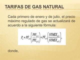 SERVICIO PUBLICO DE GAS Es el conjunto de actividades ordenadas  a la distribución de gas combustible, por tubería u otro medio , desde un sitio de acopio de grandes volúmenes o desde un gasoducto  central hasta la instalación de un consumidor final , incluyendo su conexión y medición.    En cuanto al consumo la empresa y el usuario tiene derecho a que los consumos se midan técnicamente y a que el consumo sea el elemento principal  del precio que se cobre al usuario.