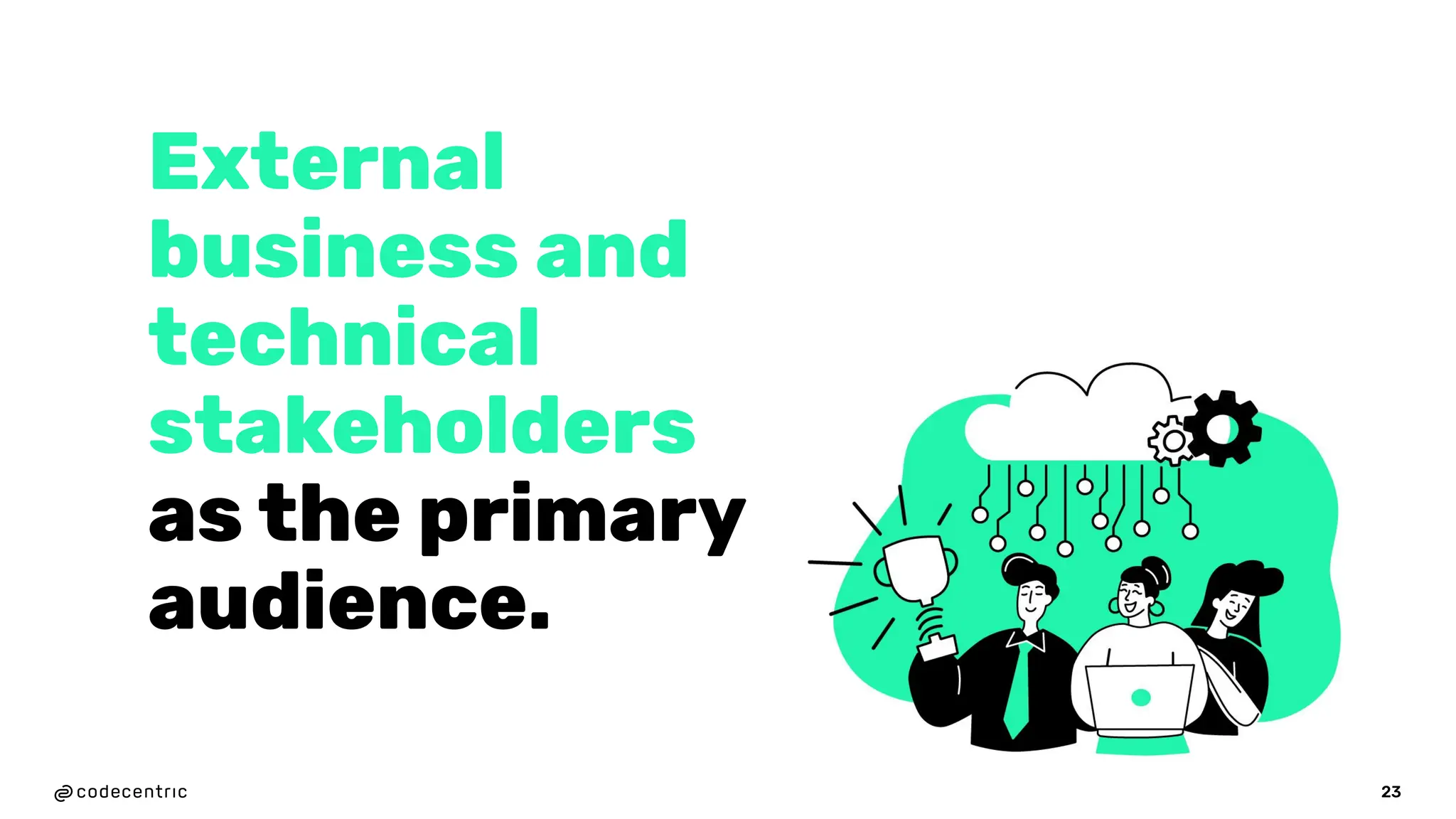 23
23
External
business and
technical
stakeholders
as the primary
audience.
 