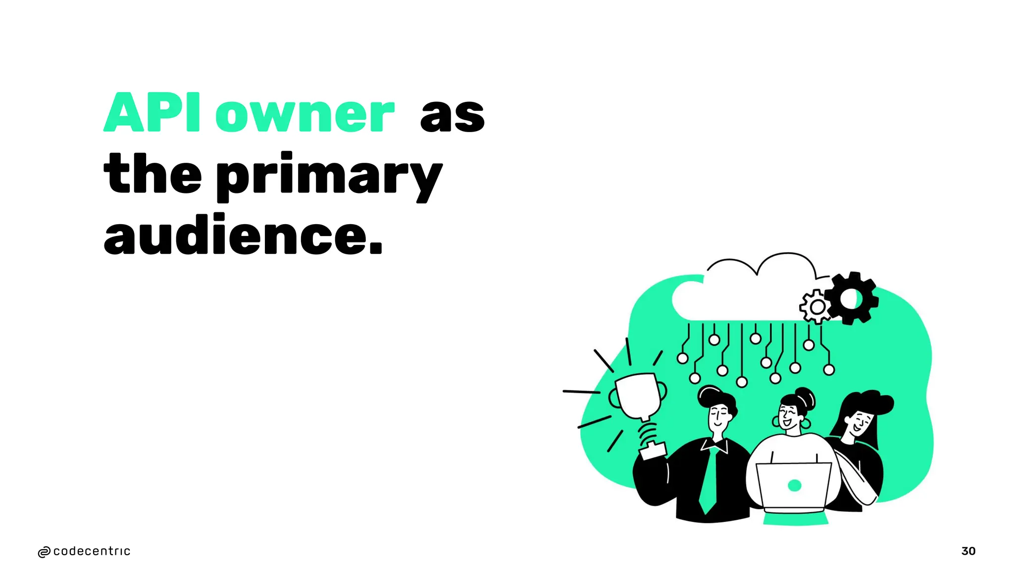 30
30
API owner as
the primary
audience.
 