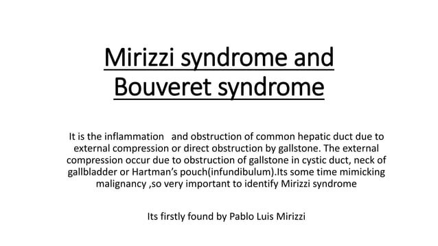 Mirizzi , Bouveret syndrome.pptx | Digestive Disorders | Diseases and ...