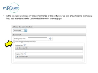 ● In the case you want just try the performance of the software, we also provide some exemplary
files, also availables in the Downloads section of the webpage:
 