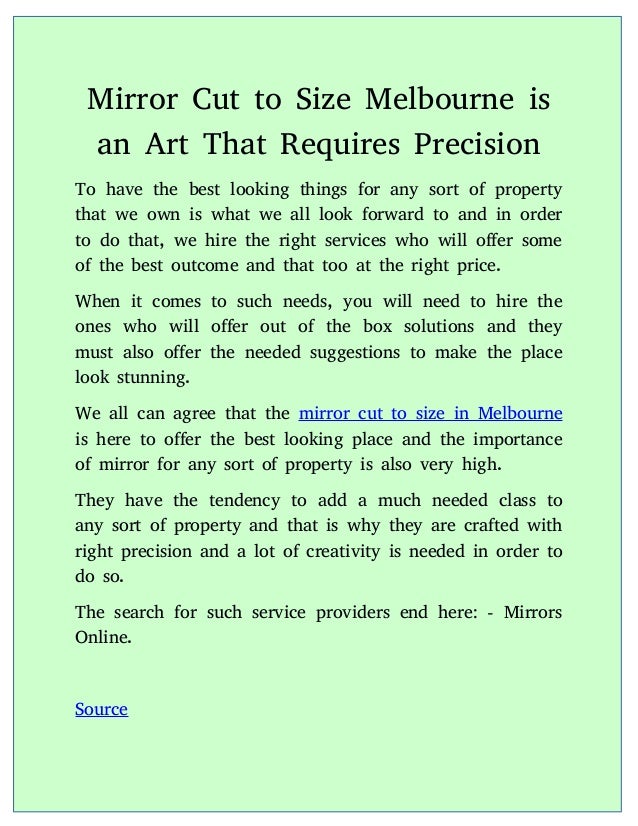 Mirror Cut to Size Melbourne is an Art That Requires Precision