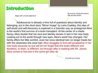 "Mirror Image" Analysis Essay Tutorial | PPTX